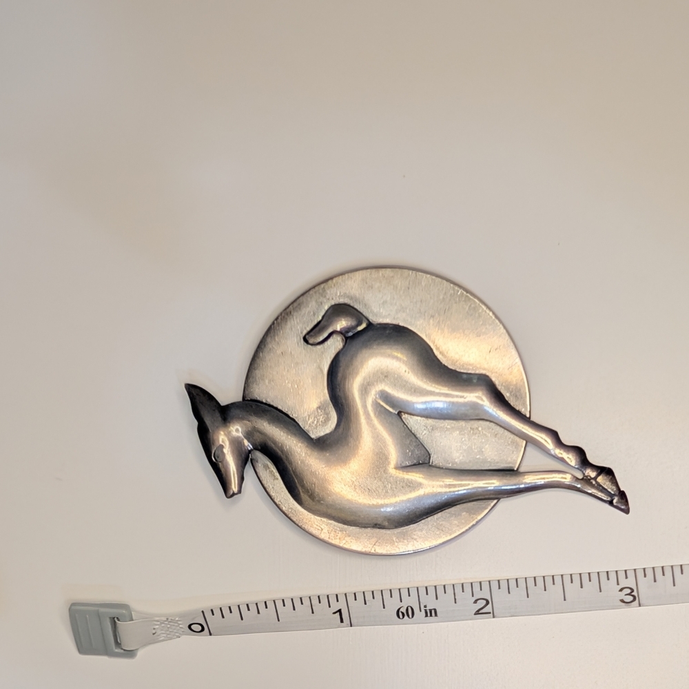 Vintage Art Deco Style Antelope Gazelle Impala Silver-Tone Brooch - Picture 5 of 6